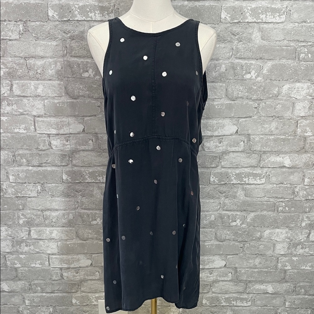 Cloth & Stone Black Mini Dress with Silver Dots
